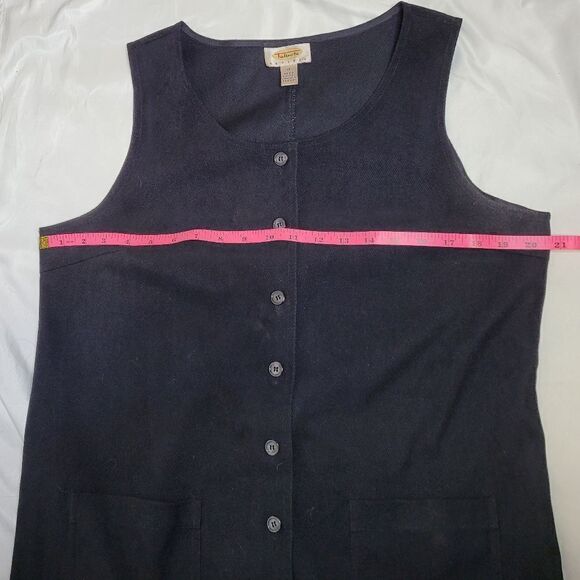 VINTAGE 90s Talbots goth button up pinafore dark academia dress M - Picture 7 of 9